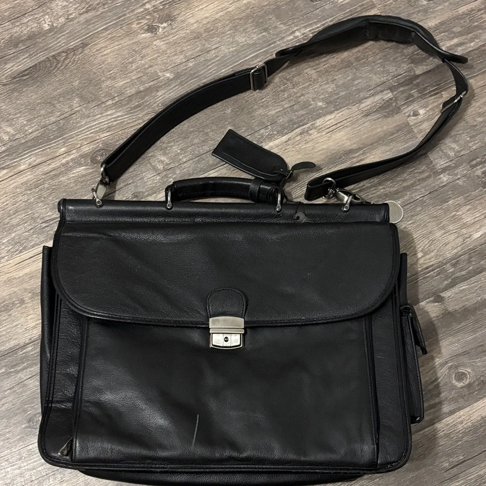 Sleek Black Leather Briefcase for Men